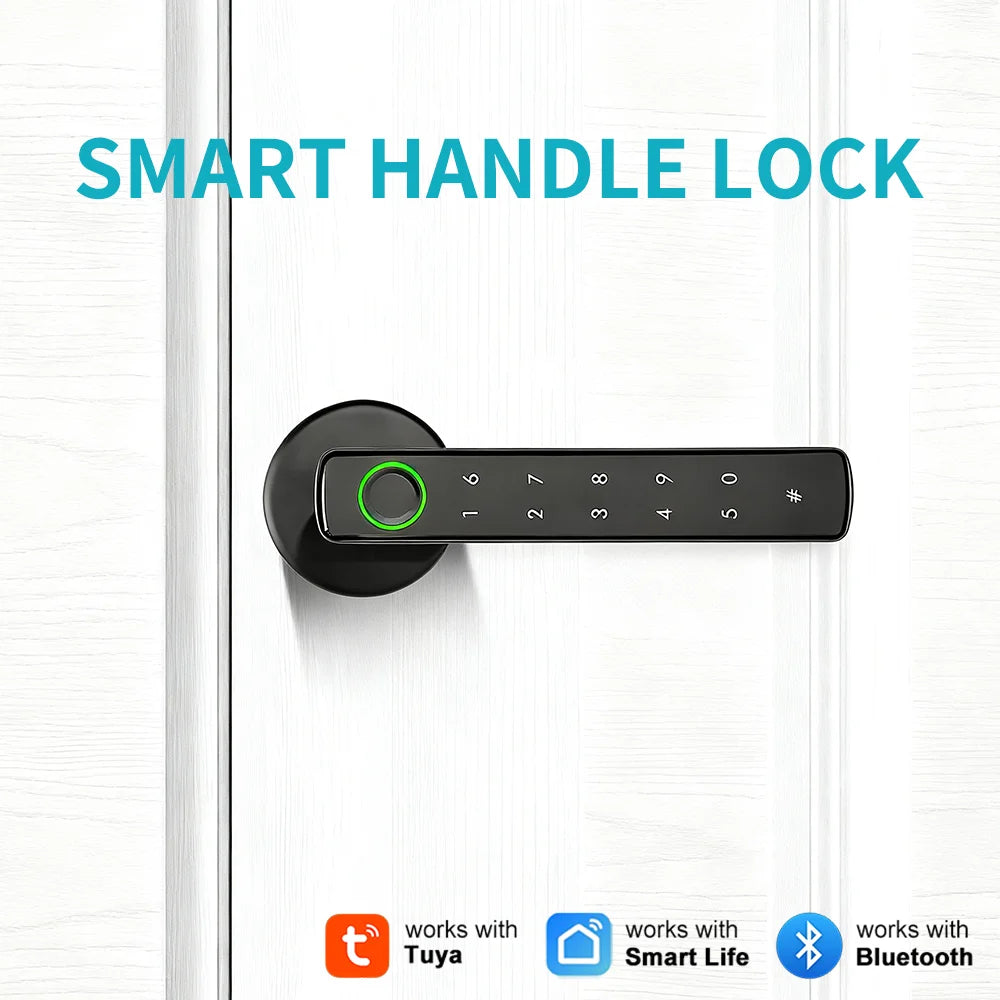 Tuya Bluetooth Fingerprint Door Handle Lock