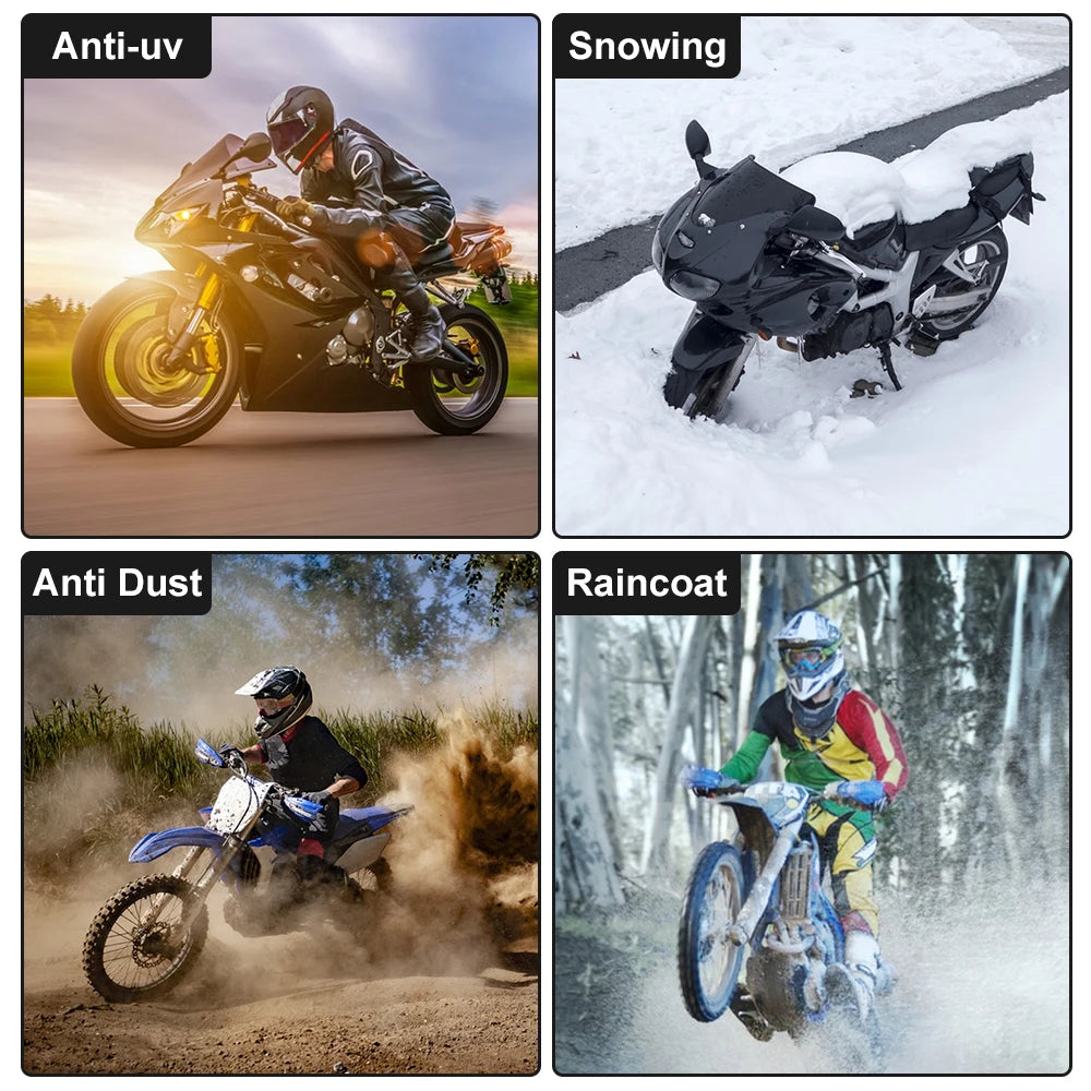 Motorcycle Cover Waterproof All Season Dustproof UV Protective Outdoor Indoor Scooter 190T Wear-resistant Fabric Motorbike Cover 