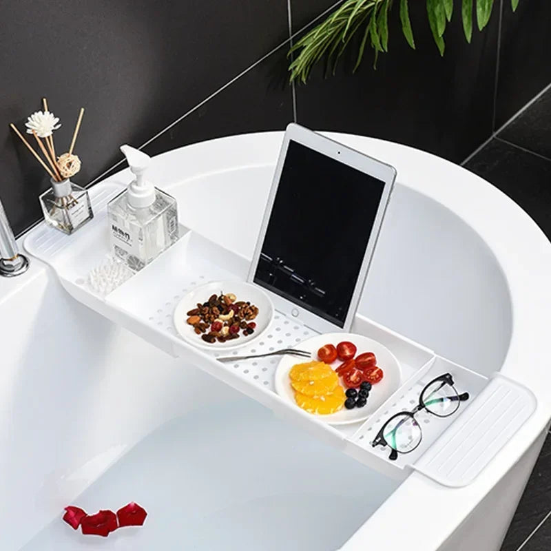 Multi-Function Retractable Bathtub Storage Rack Bath Tray Shelf Tub  Towel Storage Shelf Kitchen Sink Drain Holder