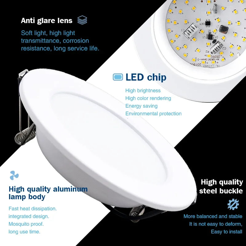 Round Recessed LED Downlight, Voltage Options