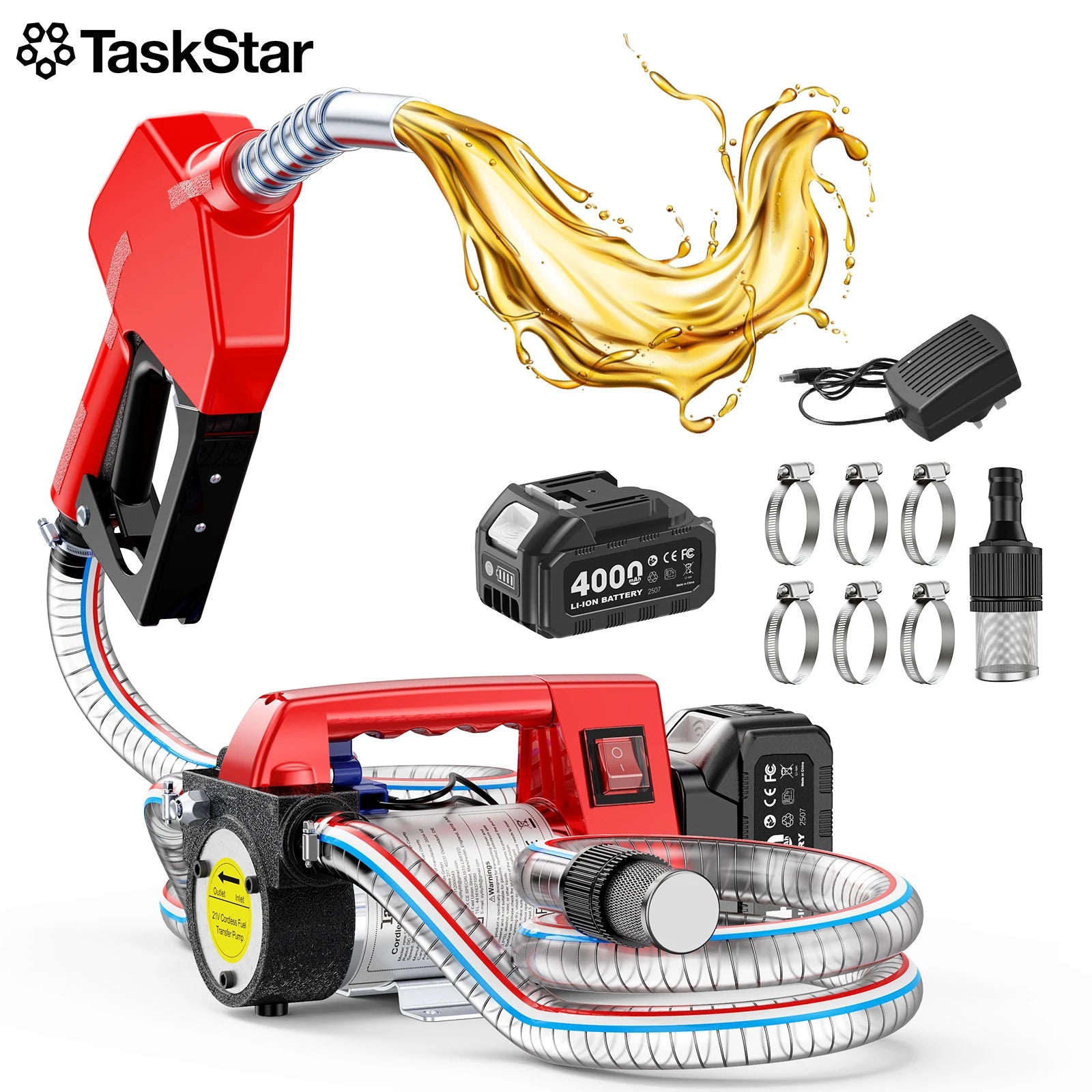 Taskstar Cordless Fuel Transfer Pump Kit for Diesel and Kerosene