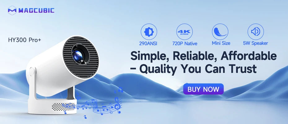 Magcubic HY350 Pro 580ANSI Projektor 4K z automatycznym ustawianiem ostrości i systemem Android