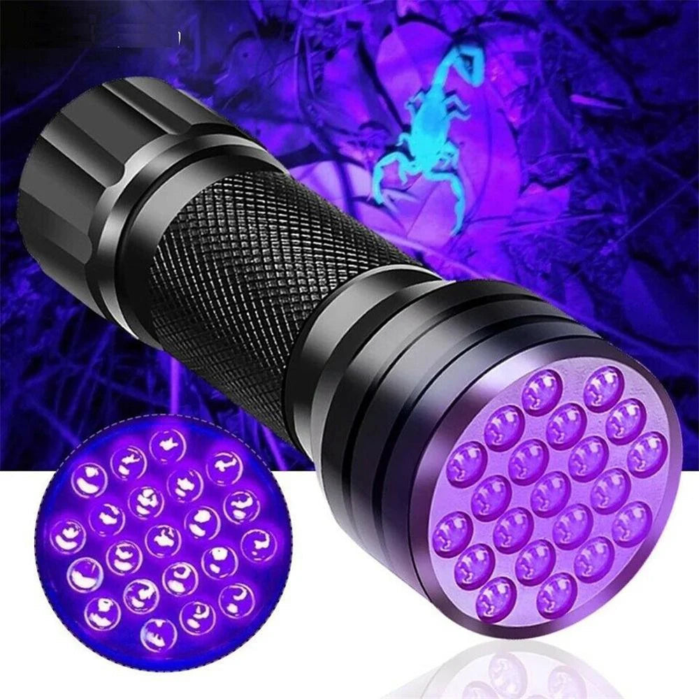 Portable 21 LED UV Ultraviolet Flashlight Blacklight 395NM Mini Torch Flash Lamp For Pet Urine Stains Black Light Flashlights 