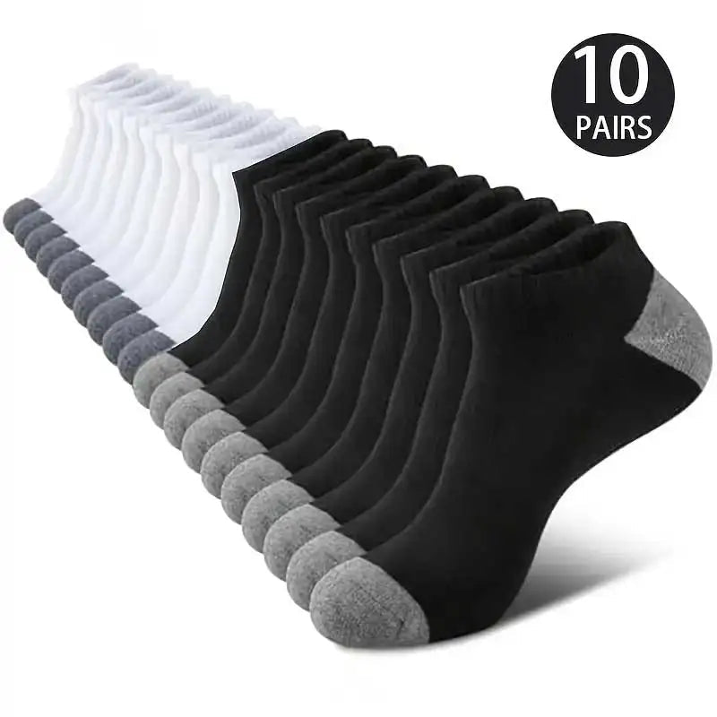 10 Pairs Of Comfortable Breathable Socks Sweat Absorbing Odor Proof Low Cut Solid Color Socks Suitable For Outdoor Activities 