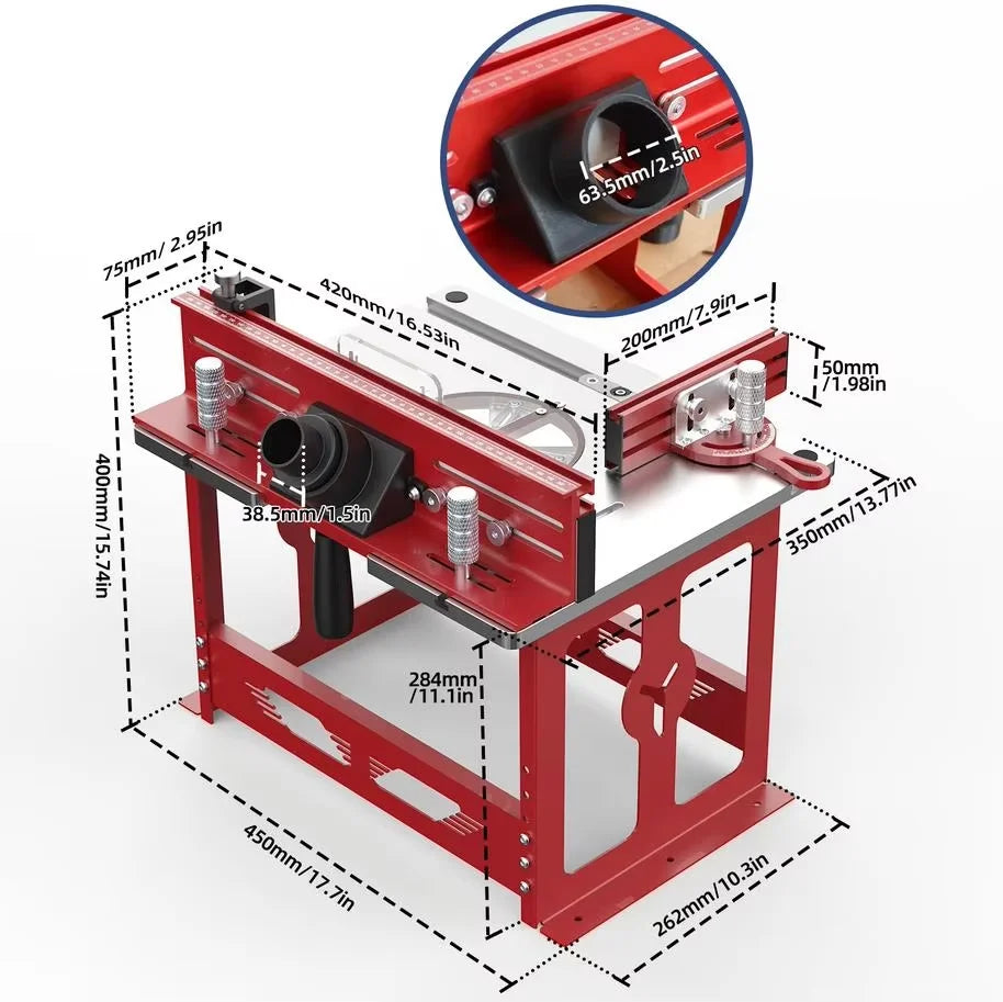 Bench Top Router Table Workbench with Miter Gauge, Profile Fence System & Dust Port