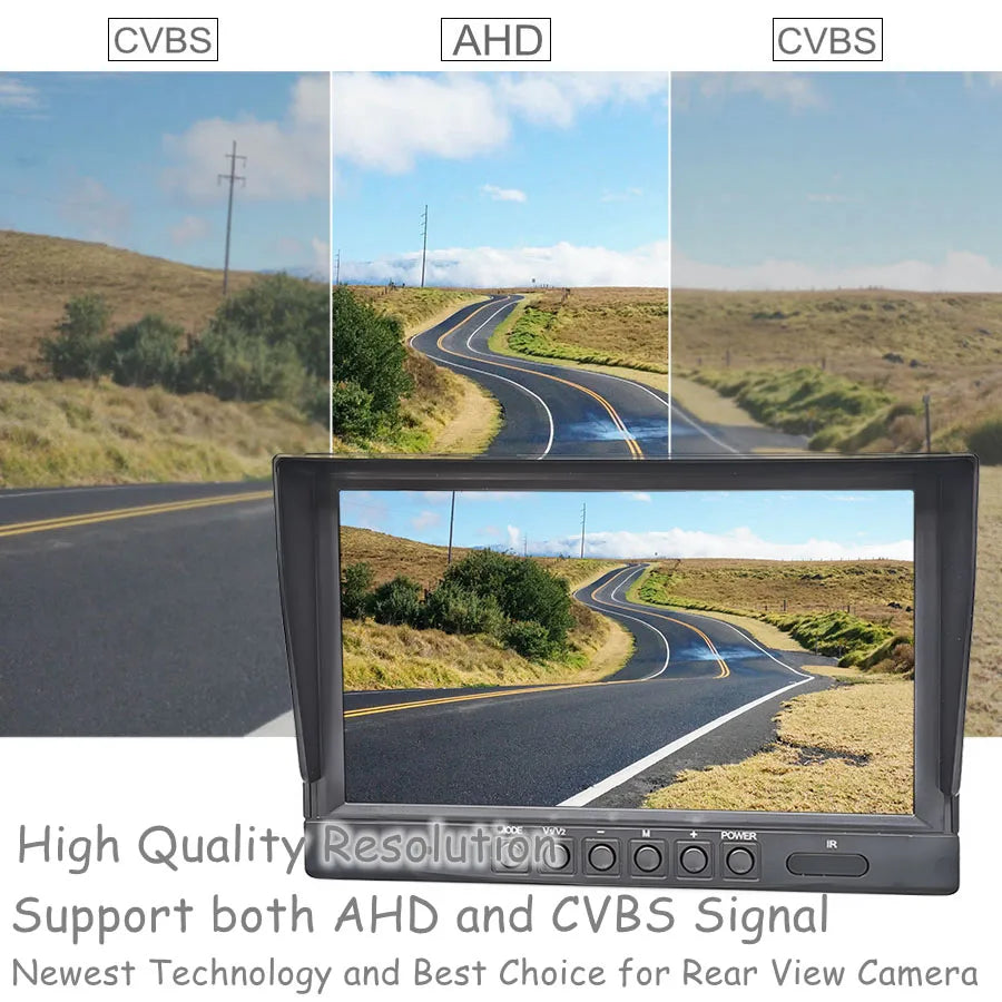 DIYSECUR 9-Zoll AHD IPS LCD HD Monitor Rückfahrbildschirm Auto Monitor Max Unterstützung 1080P AHD CVBS Auto-Kamera 4PIN Videoeingang