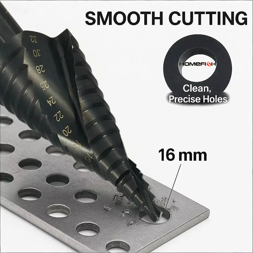 HSS Cobalt Step Drill Bit 4-32mm Spiral Cone Bit Triangle Shank Metal Wood Drilling Reamer High Speed Steel DIY Tool