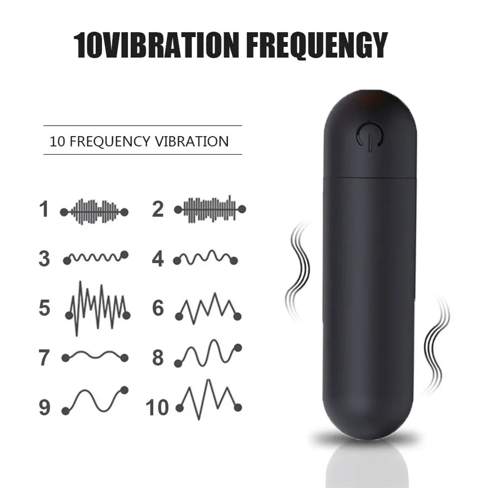 10-växlad USB-uppladdningsbar mini bullet-vibrator med vattentät design