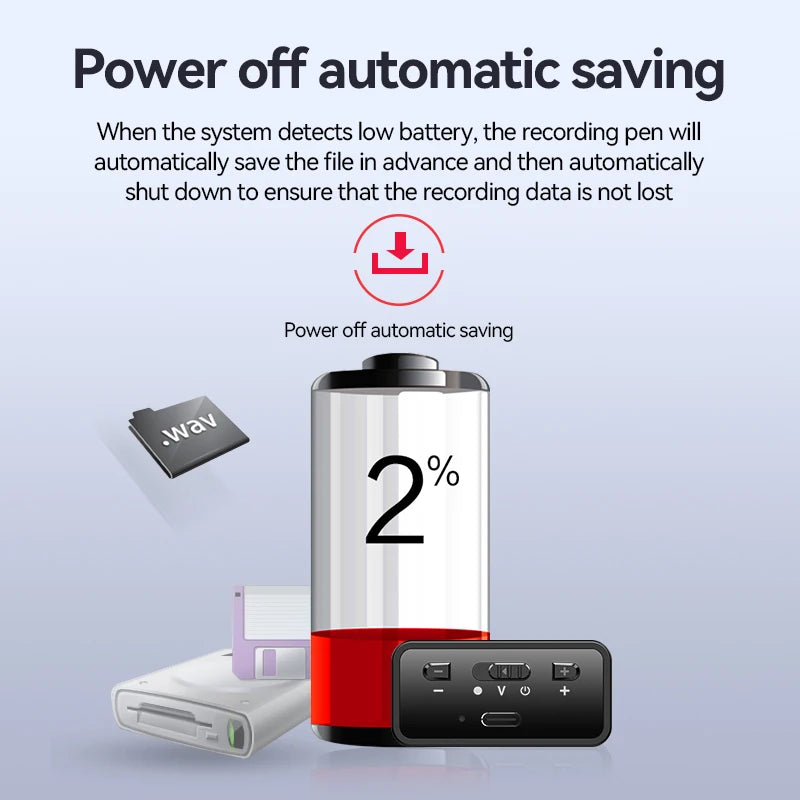 900Hours Small Sound Activated Voice Recorder 8G-64GB USB Flash Drive Audio Dictaphone Noise Reduce Magnet Attraction Mp3 Player 