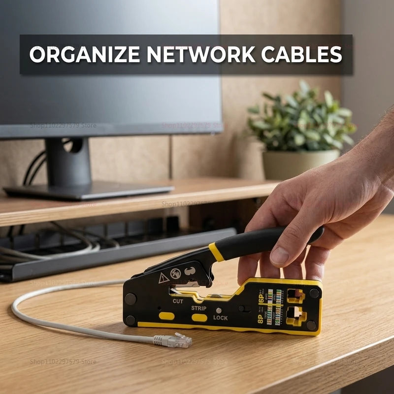 Pince à sertir RJ45 traversante pour Cat5, Cat5e et Cat6