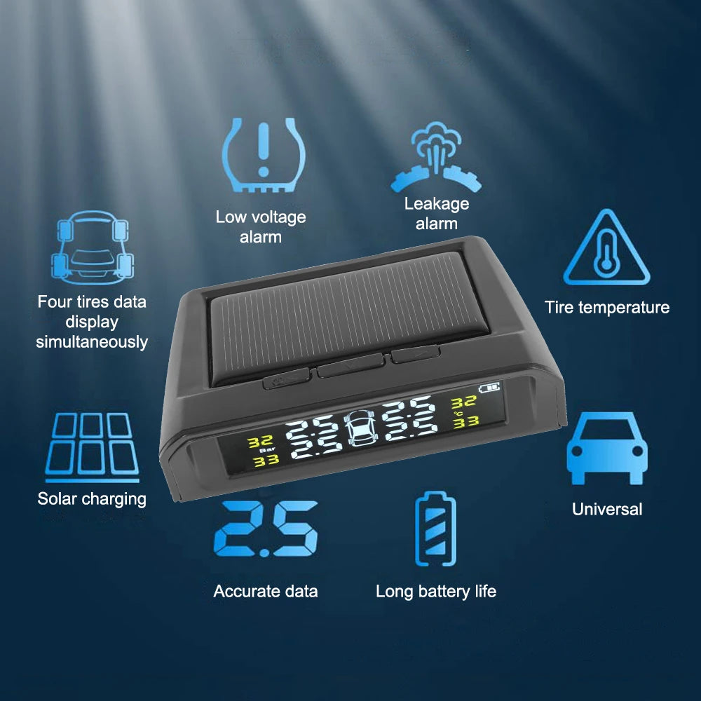 Solar TPMS Tire Pressure Monitoring System with External Sensors