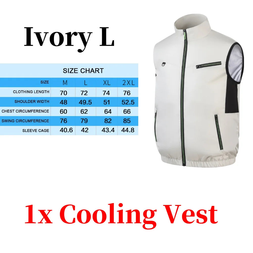 Cooling Vest Ice Fan Vest Heat Resistant for Summer Camping Fishing Hot Weather Work Fishing Vest Hiking Air-conditioned Clothes 