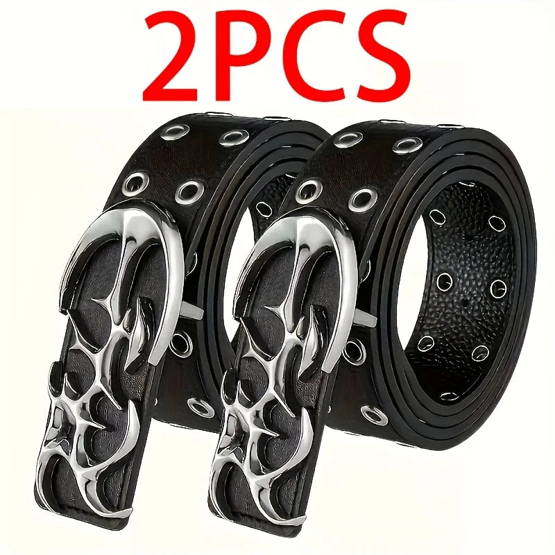 Nouveau Ceinture Punk de Mode Y2K Creuse en Cuir PU pour Hommes Femmes - Accessoire Tendance pour Cadeau, Ceintures de Taille Neutres Grande Taille