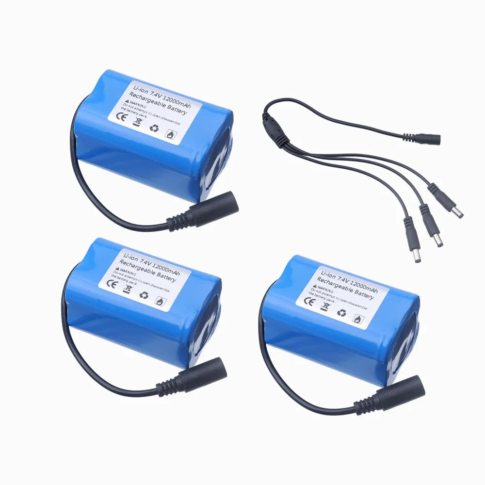 7.4V 12000mAh Battery with USB Charger For T188 T888 2011-5 V007 C18 H18 Remote Control RC Fishing Bait Boat Spare Battery Parts 