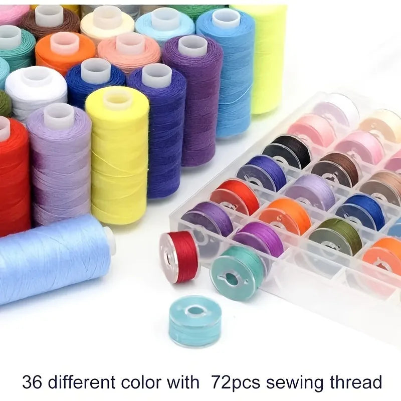 Zestaw 72 nici do szycia w 36 kolorach ze szpulkami