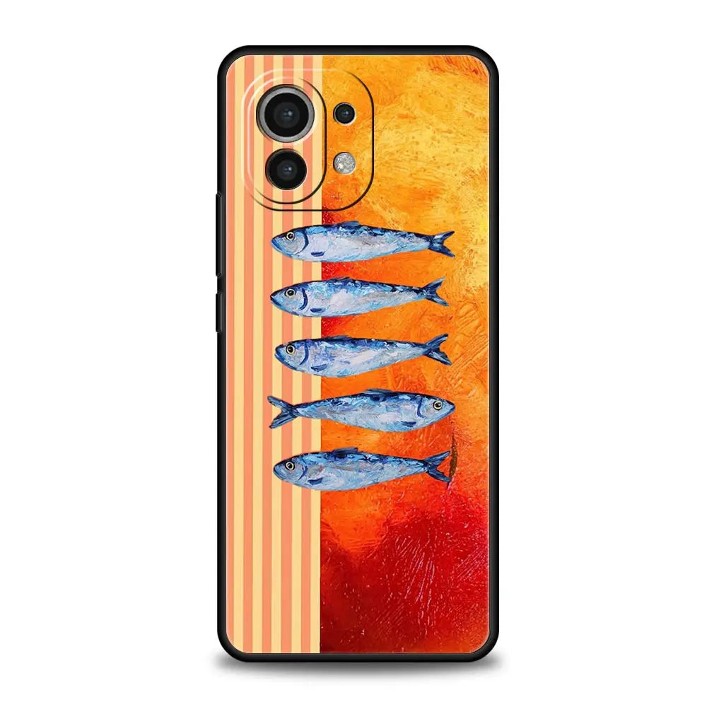 Kryt na telefón Xiaomi so vzorom rýb z PC a TPU
