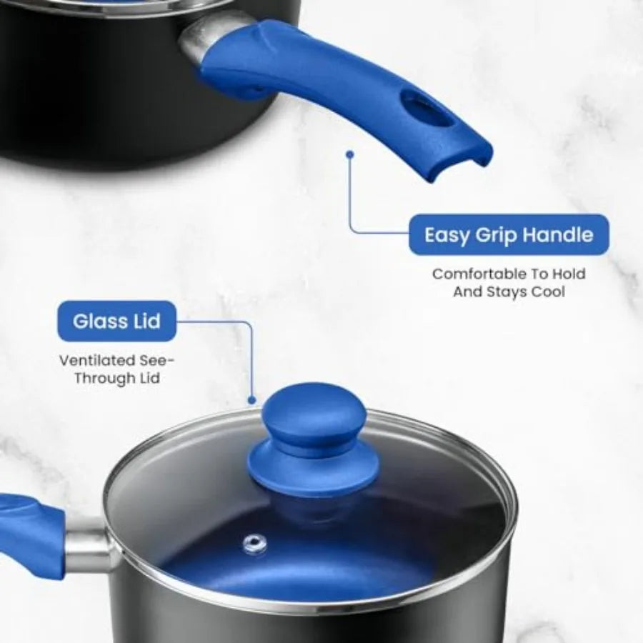 11-Piece Nonstick Aluminum Cookware Set Blue