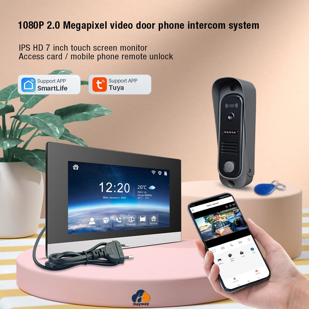 1080P Video intercom  System DoorPhone for Home  TUYA Wireless WiFi Smart with  Infrared night vision doorbell Motion detection Spy-shop.com