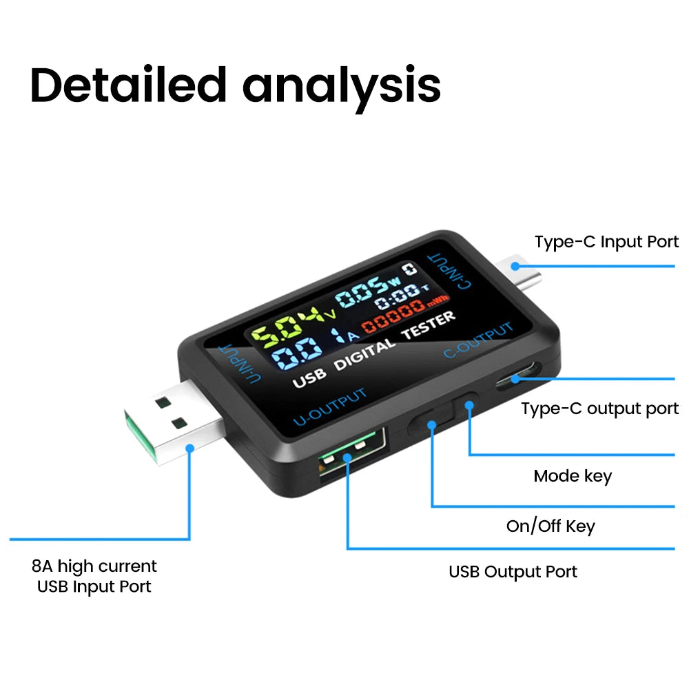 Digitaler USB-Lade-Tester - Anschlussoptionen