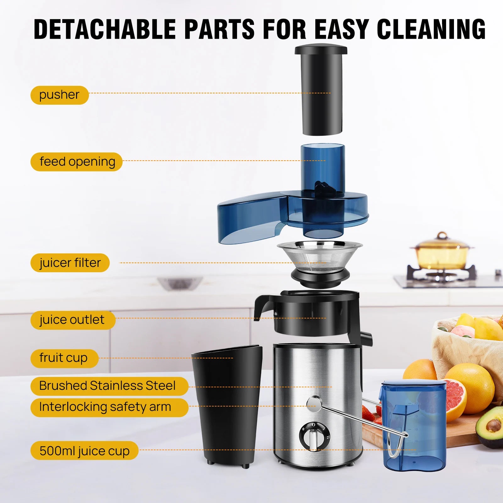 DayPlus Centrifugal Juicer Machine with Wide Feed Chute