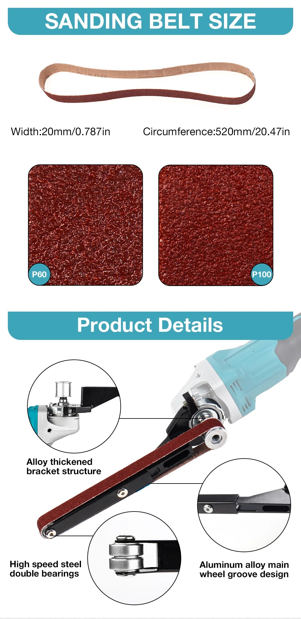 Belt-Sander Attachment for Matching Angle Grinders