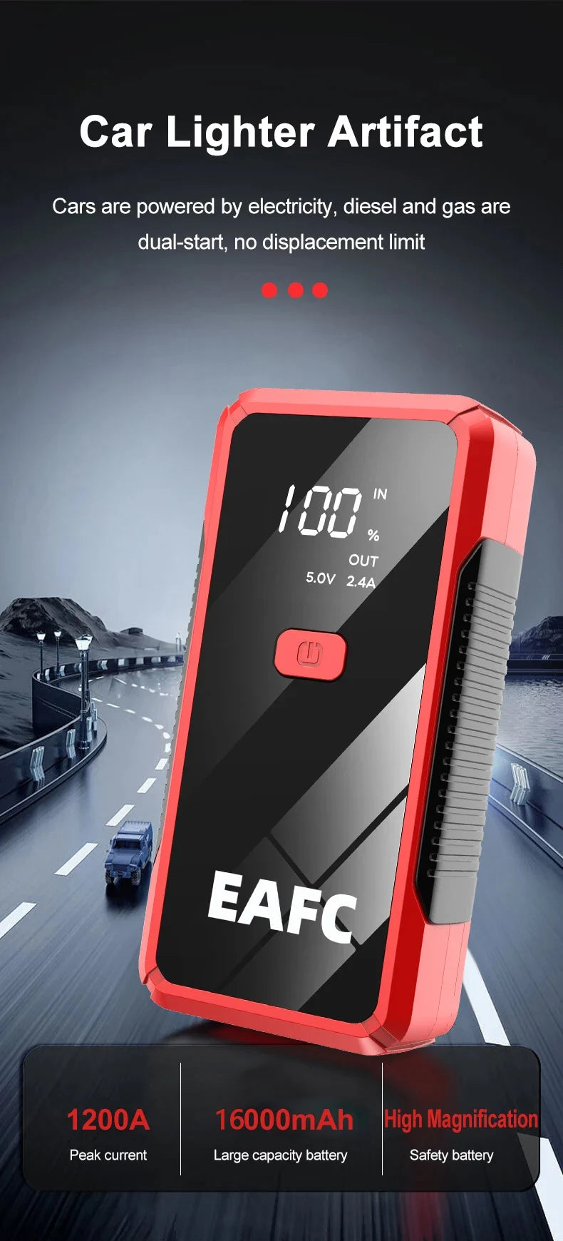 EAFC 12V Portable Car Jump Starter Power Bank