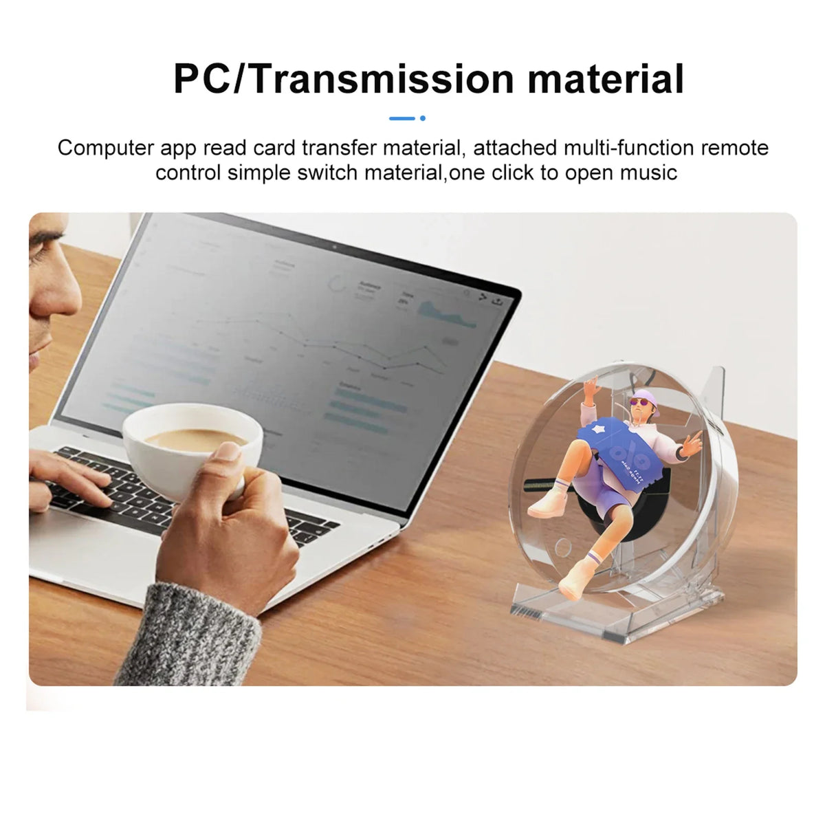 Mini LED Hologram-Effect Display Fan with Stand
