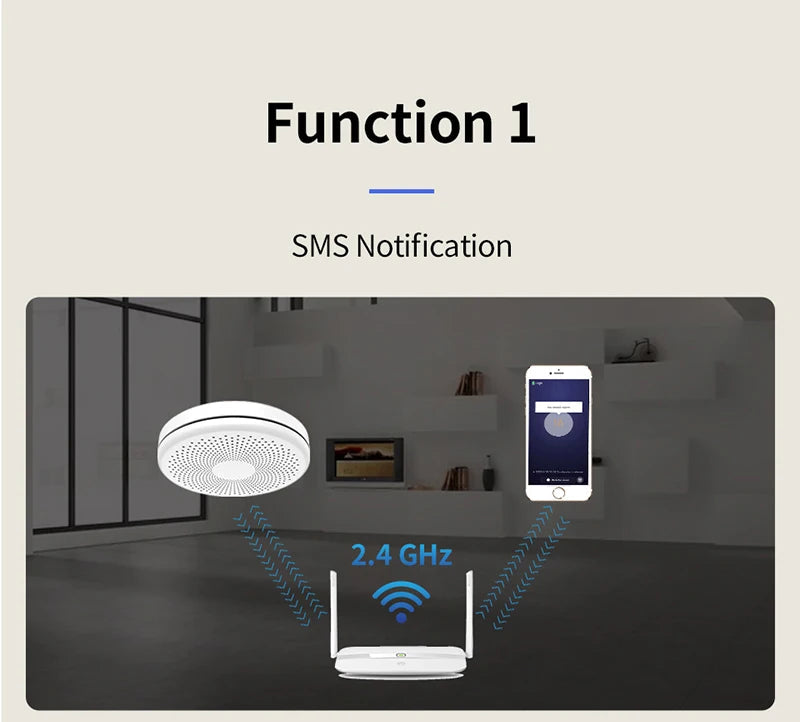 2 in 1 Version WiFi Tuya Smart Co & Smoke Detector Alarm Carbon Monoxide Parlor Room Kitchen Shop Fire PIR Sound Sensor Alert 