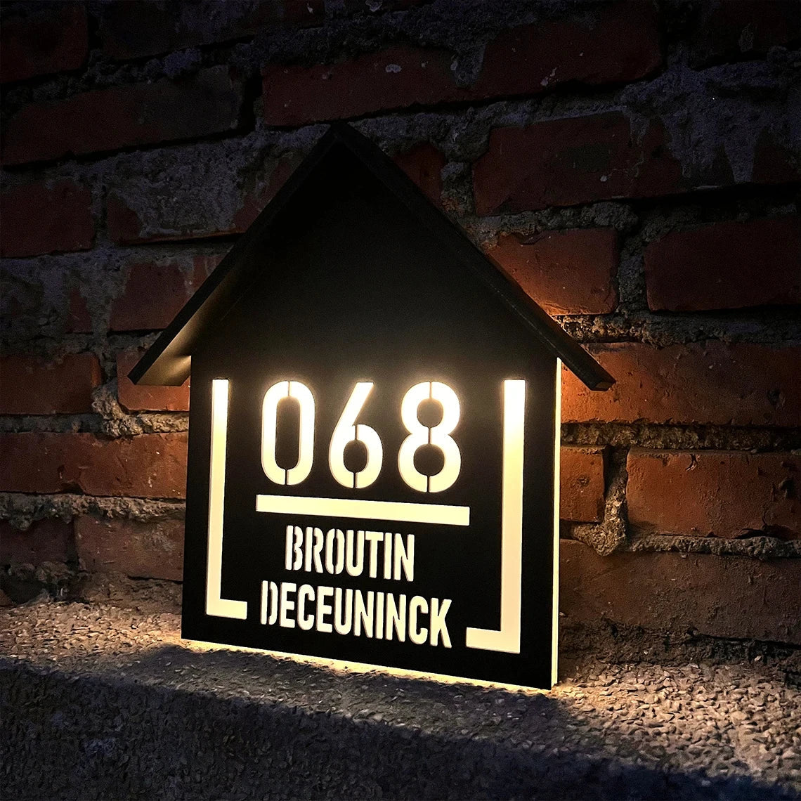 Customized Outdoor Solar House Sign LED Illuminated Laser Cut Acrylic House Numbers Personalized Exterior Family Address Sign 