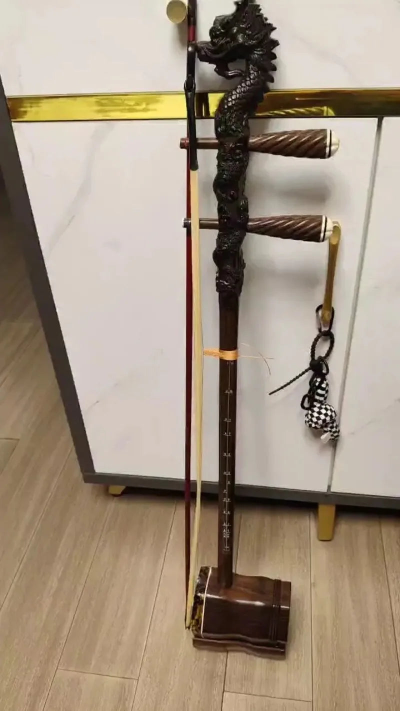 Erhu drewniane z detalem smoka na głowie