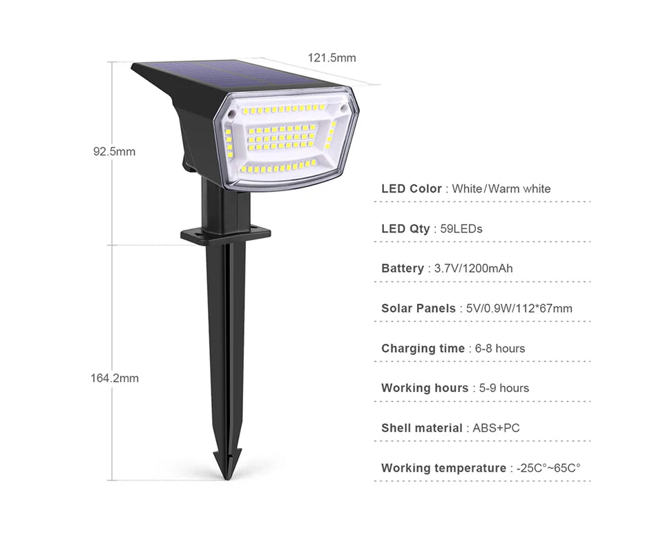 Solar Garden Spotlight with Three Brightness Modes