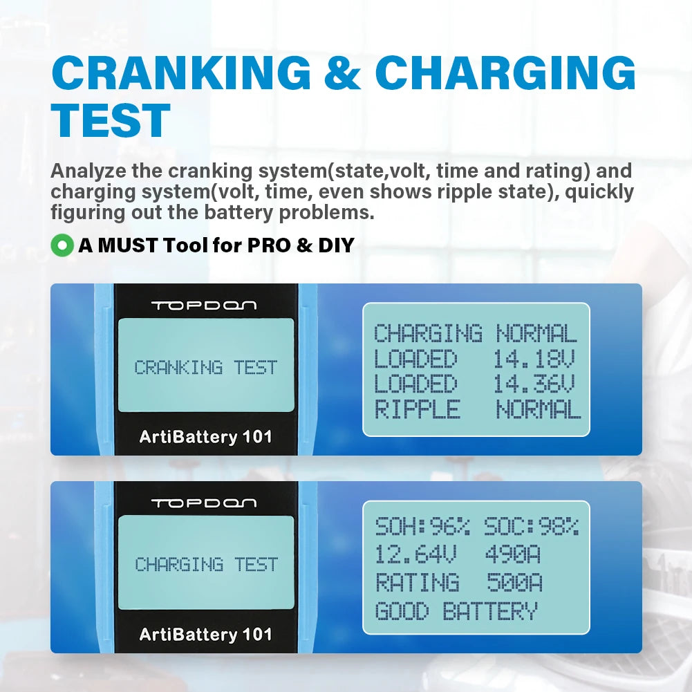 AB101 12V Car Battery Tester