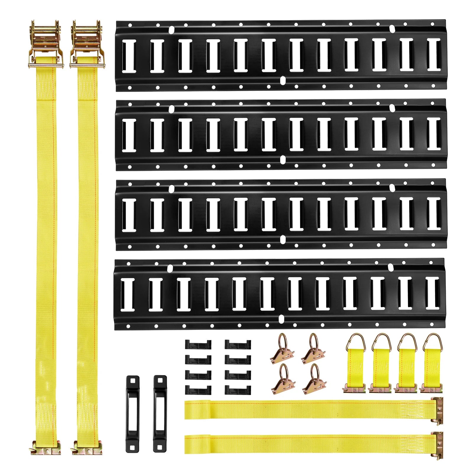 4 Pack 2ft E-Track Tie-Down Rail Kit with Rings & Anchors