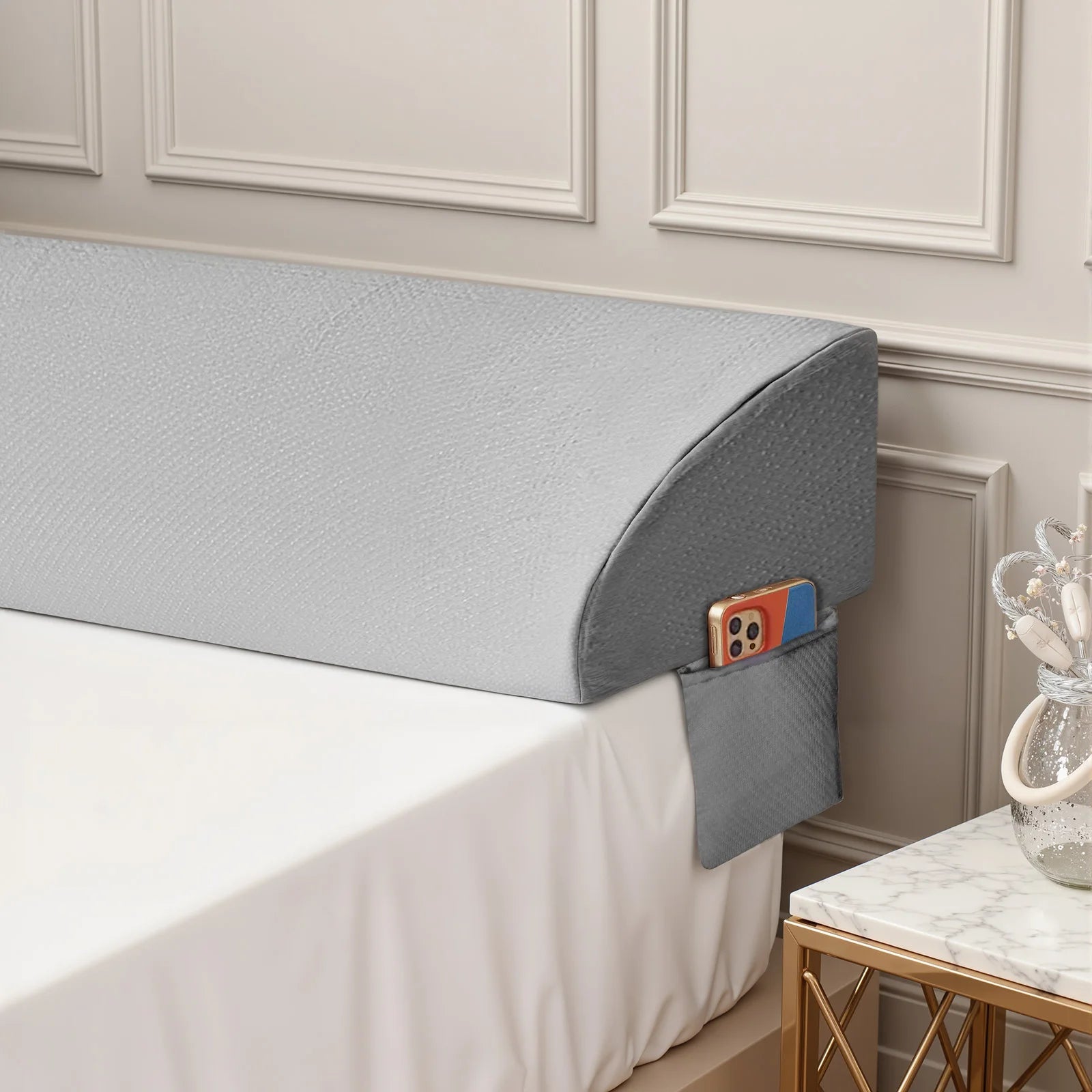 JHK Headboard Wedge Pillow Memory Foam Pillow Ergonomic Neck Pillow Ventilated Cooling Bed Pillow with Removable Washable Cover