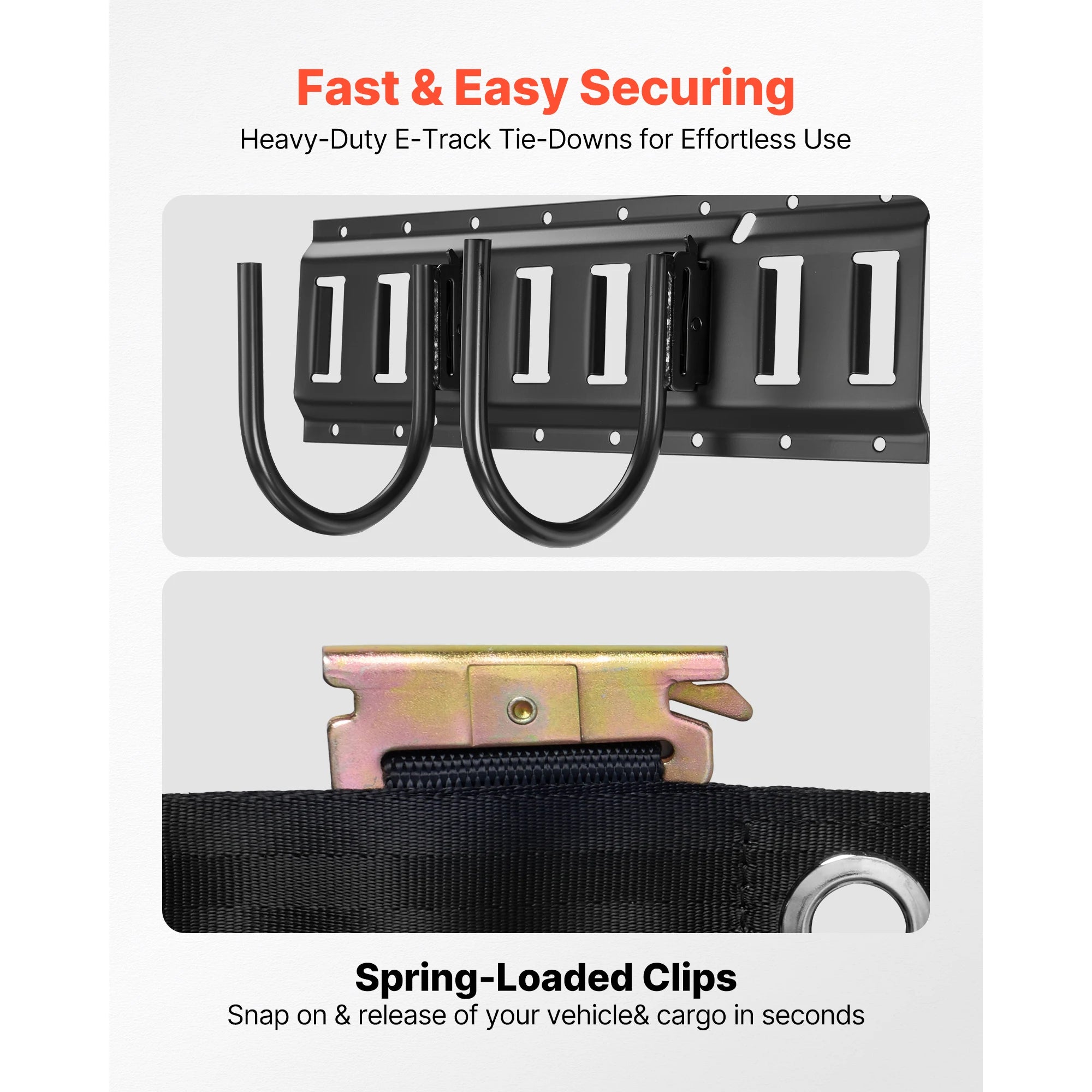 4 Pack E-Track Tie-Down Rail Kit with Hooks, Shelves & Tire Holders