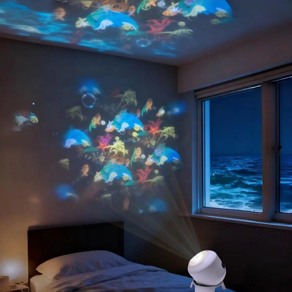 LED Ocean Projector Night Light, 360-Degree Rotating