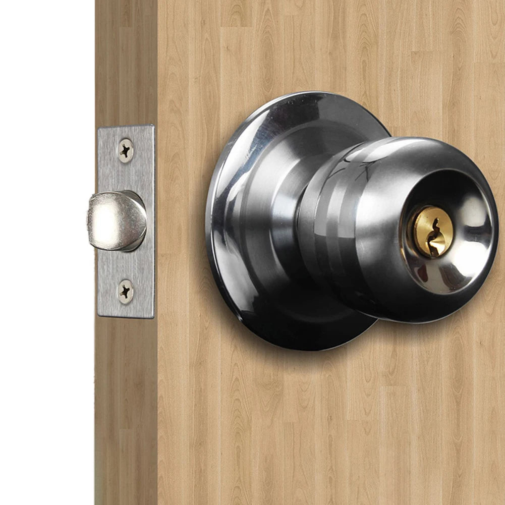Stainless Steel Keyed Door Knob Set with 3 Keys