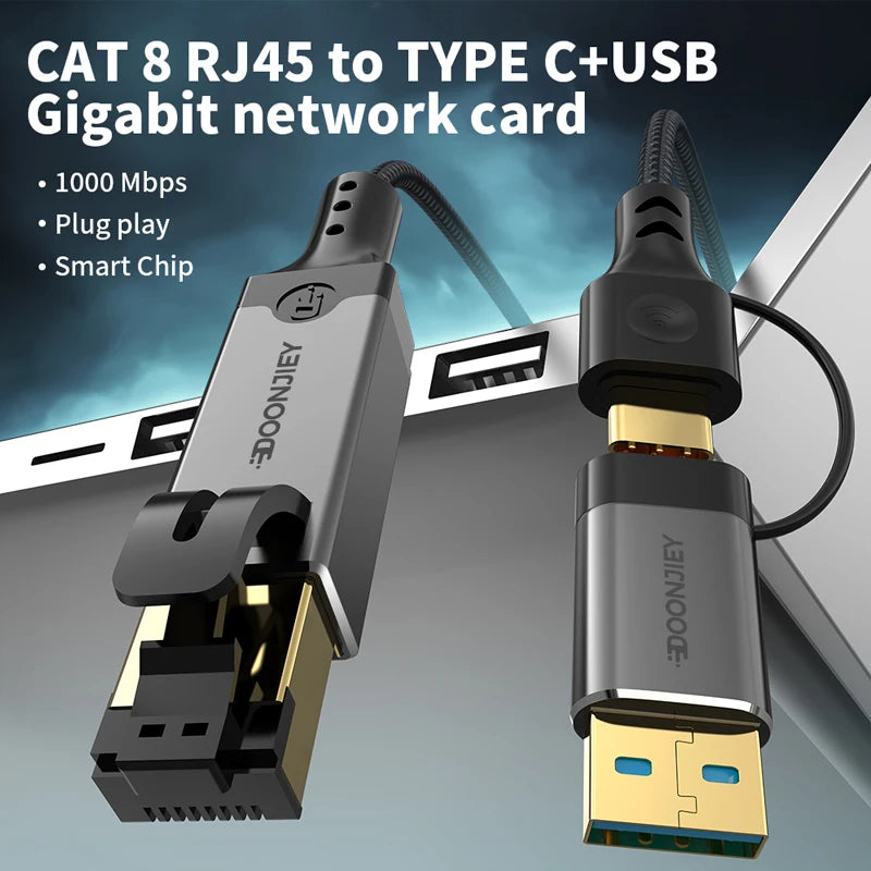 Omrežni kabel USB na Gigabit Ethernet – več priključkov