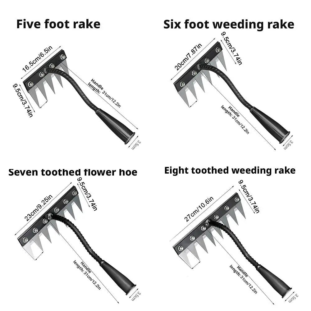 Steel Garden Hand Rake, 5–8-Tooth Options