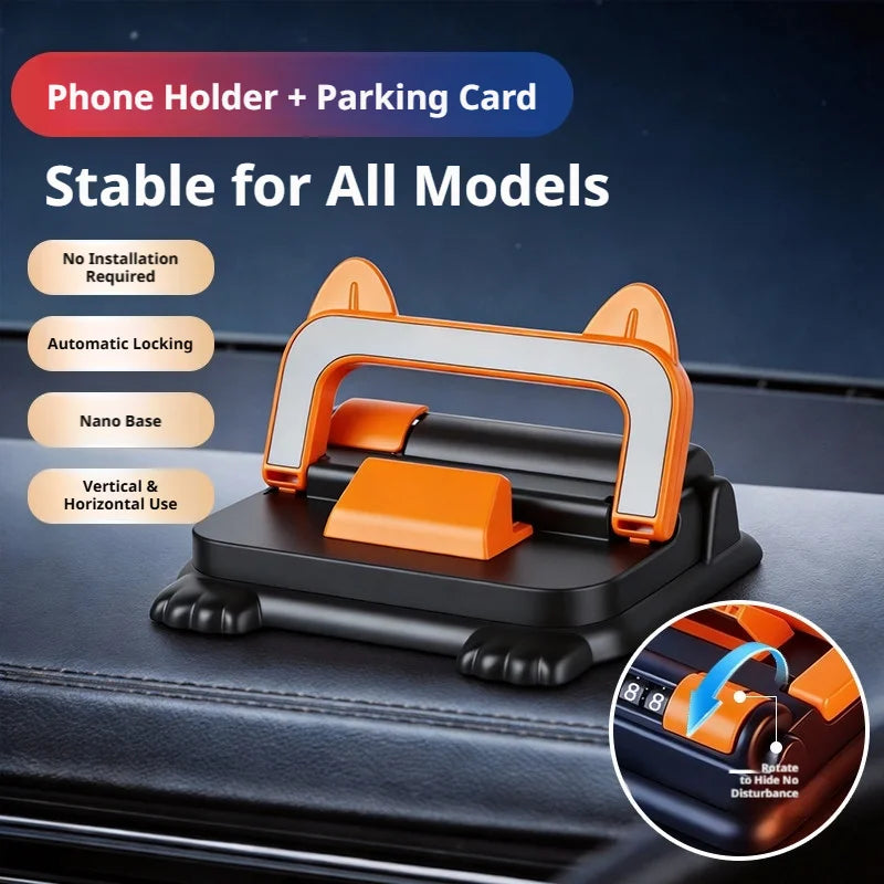 Car Phone Holder Dashboard Mount with Auto Lock and Silicone Grip