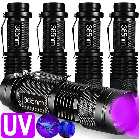 365/395nm UV Flashlight Zoomable Ultra Violet Torch Ultraviolet Lights for Pet Urine Stains Scorpions Fluorescent Agent Detector 