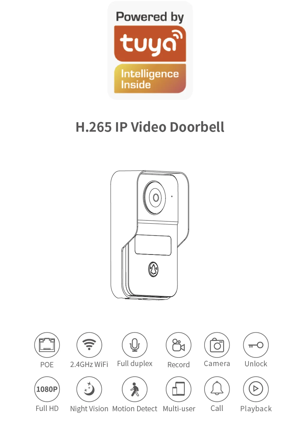 2MP Tuya Smart Video Doorbell WiFi Outdoor Door bell 1080P camera WiFi Video Intercom Wireless doorbell Camera ID Card for Home Spy-shop.com