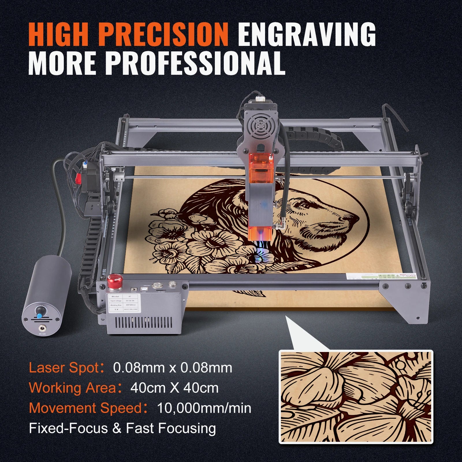 10W Laser Engraver Machine 400x400mm Fast Precision Cutter