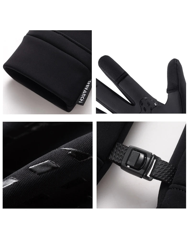 Winter Warm Touch Screen Gloves Outdoor Windproof Waterproof Cold-proof Gloves Men Driving Cycling Fishing Ski Gloves 