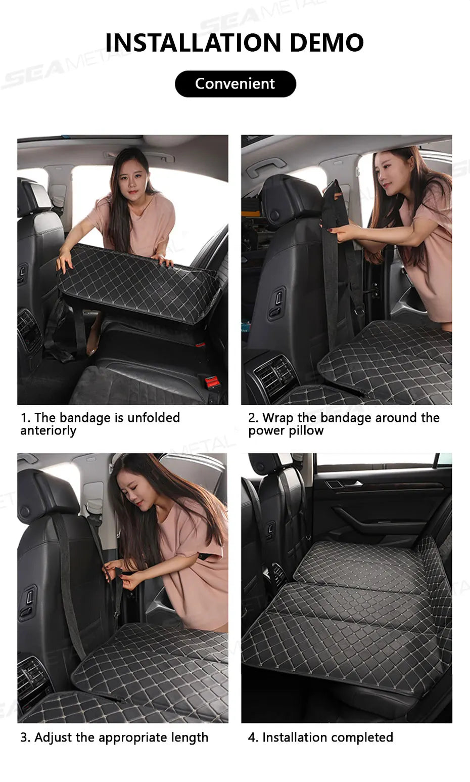 SEAMETAL Non-Inflatable Car Travel Bed Hanging Back Seat Sleeping Pad Mattress Car Camping Extender Mattress for Sedan/SUV/Truck