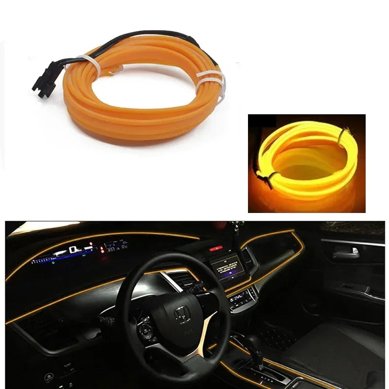 Car Interior Decorative Lamps Strips 1M 2M 3M 5M Atmosphere Lamp Cold Light Decorative Dashboard Console Auto LED Ambient Lights 