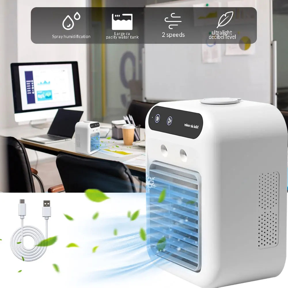 Mini Misting Air Cooler Fan with 500mL Tank, USB/Battery