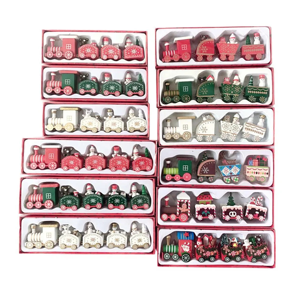 Christmas Wood Train Decoration,Christmas Ornaments With Moving Train,Home Noel,Happy New Year 2025 Gifts 