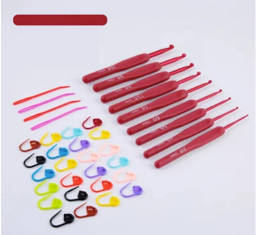 KRABALL Silicone Handle Crochet Hooks Set Needle Aluminum Hook for DIY Knitting Sweater Weaving Knit Hook Tools Accessories 