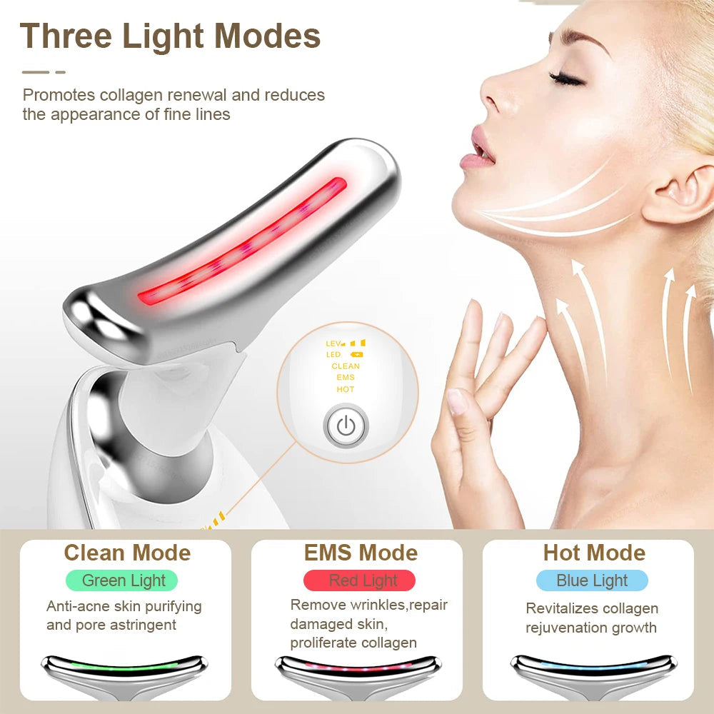Facial Massager EMS Facial Microcurrent Anti-aging Facial Massager Red Light Therapy Skin Tightening Neck Face Lifting Massager 